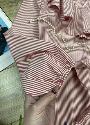 Peruna шикарная стильна рубашка под пояс в полоску и с воланами 😍5 фото