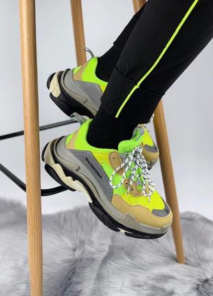 Рефлективні кросівки зелені неон triple s neon green