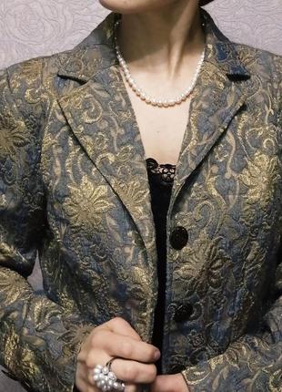 Жакет жаккард пиджак расшитый золотом chico's7 фото