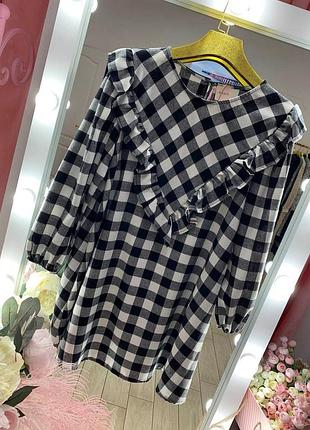 Ошатне плаття в актуальну клітку з рюшами туреччина люкс якість