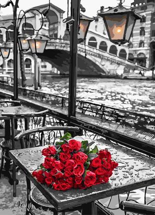 Картина по номерам розы под дождем браш розы венеции арт