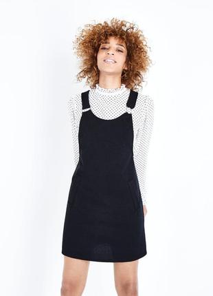 Сарафан new look black crosshatch pinafore dress