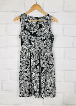 Платье - сарафан чёрное с белым принтом2 фото
