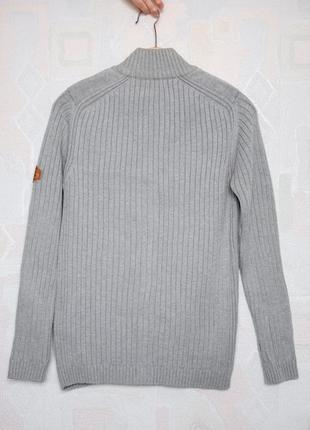 Мужской серый тёплый кардиган, свитер на молнии2 фото