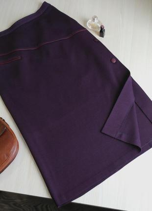 Костюм шерстяной фиолетовый шерсть бордовая юбка и пиджак меди2 фото