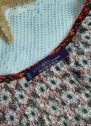 Violeta by mango 🥭 блузка летняя 🌻 фактурная струящаяся с принтом 100% вискоза футболка5 фото