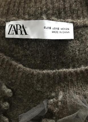 Zara оверсайз свитер с воланами с шерстью в составе7 фото