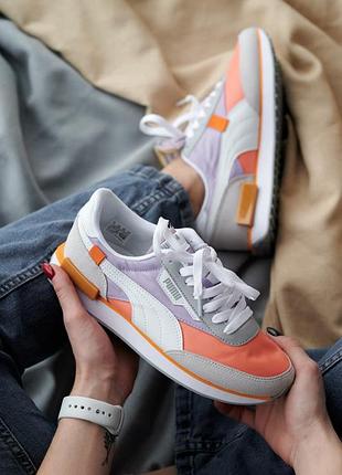 Женские кроссовки puma rider white/orange
