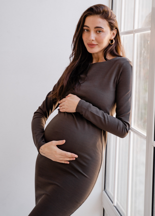 Сукня для вагітних з секретом для годування хакі (платье для беременных, секрет для кормления)6 фото