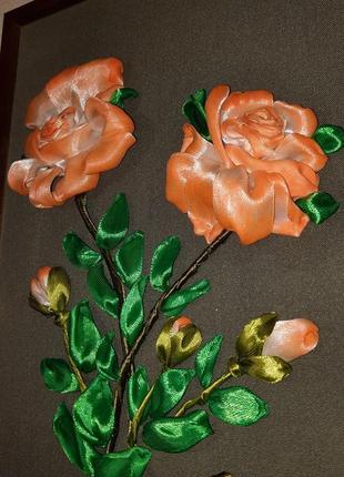 Картина- вышивка лентами "розы"2 фото