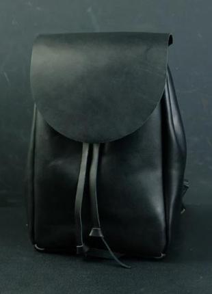 Кожаный женский черный рюкзак