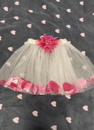 Спідниця фатин фатиновая з пелюстками троянд