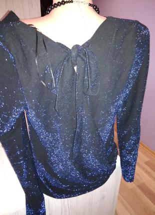 Супер стильна люрекс блузка хамелеон,темно синя,нова.,з красивою спиною.3 фото