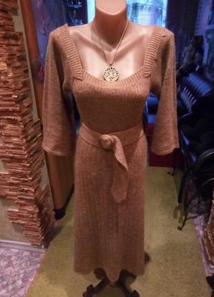 Вязаное платье миди.7 фото