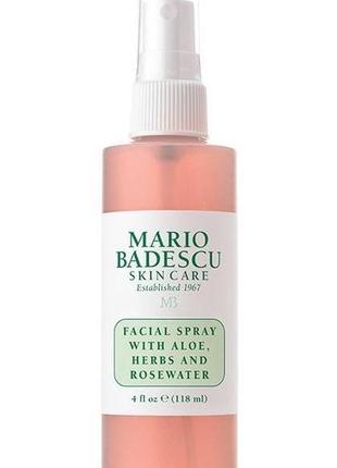 Спрей для обличчя з екстрактом алое віра і рожевою водою mario badescu 236 ml