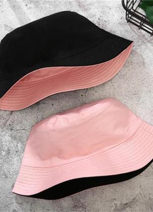 Панама двухсторонняя черная розовая, унисекс