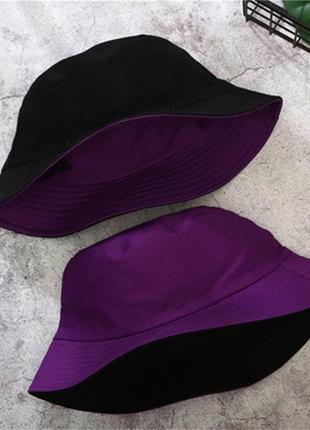 Панама двухсторонняя черная фиолетовая, унисекс