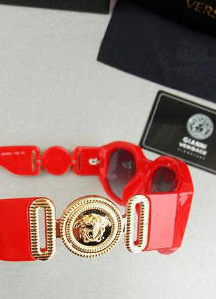 Versace сталеві жіночі сонцезахисні окуляри червоні з градієнтом8 фото