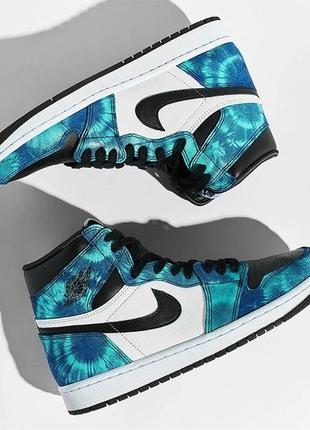 Кроссовки мужские, женские nike air jordan 1 retro high tie-dye синие (найк аир джордан, кросівки)2 фото