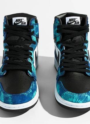 Кроссовки мужские, женские nike air jordan 1 retro high tie-dye синие (найк аир джордан, кросівки)3 фото