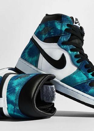 Кроссовки мужские, женские nike air jordan 1 retro high tie-dye синие (найк аир джордан, кросівки)