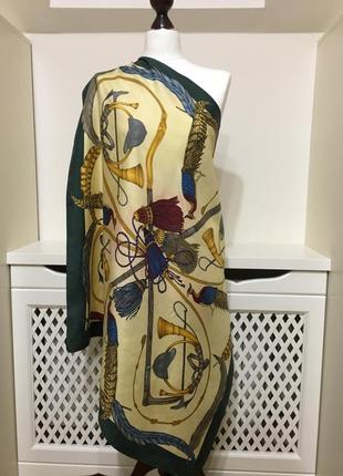 Шелковый винтажный платок шарф палантин  alexandra fede в стиле  hermes