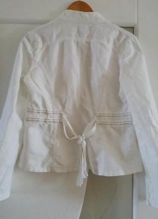 Белый летний пиджак пижам коттоновый льняной бренд promod размер м/46.3 фото