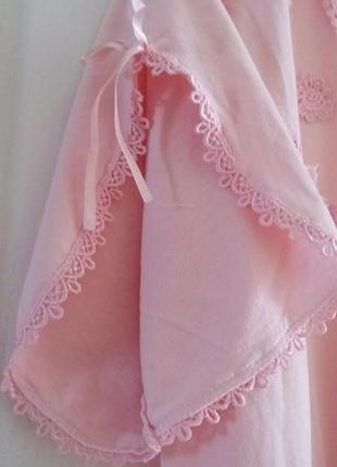 Коттоновая розовая персиковая ночная рубашка  с шитьем размер l/48 xl/50 ххl/52. турция.3 фото