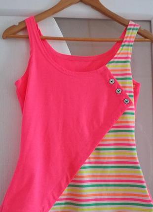 Яркая розовая разноцветная майка футболка размер xs, s, m.