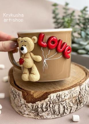 Гуртка «ведмедик love» з декором з полімерної глини2 фото