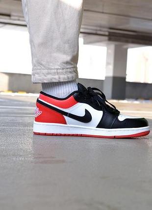 🏀nike air jordan 1 retro low white black red🏀кросовки найки
