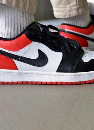 🏀nike air jordan 1 retro low white black red🏀кросовки найки