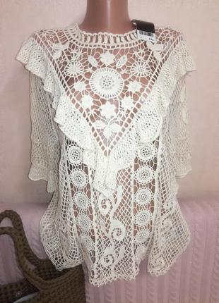 Шикарная ажурная блуза-кофта, р.161 фото