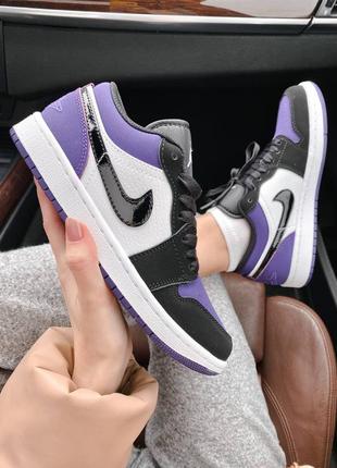 🖤🌼💜 nike air jordan 1 retro low black violet white🖤🌼💜жіночі кросівки найк джордан ❤️36рр-45рр❤️ кросівки чоловічі джордан