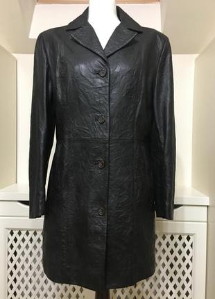 Кожаное пальто плащ куртка тренч винтаж manebo