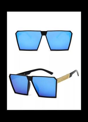 Крупные очки синие зеркальные1 фото