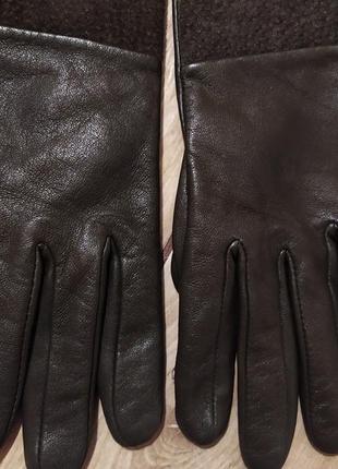Перчатки кожаные, вставка из замши3 фото