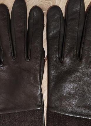 Перчатки кожаные, вставка из замши8 фото