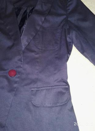 Пиджак женский тёмно-синий баклажан, рукав 3/43 фото