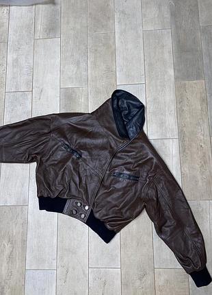 Коричнева вінтажна шкіряна куртка,бомбер,натуральна шкіра