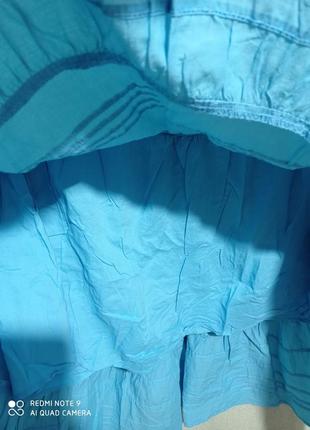 Хс. хлопковая миди голубая пышная юбка немецкая воздушная рюш с подкладкой3 фото
