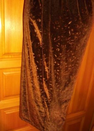 Сукня велюр класика спідниця запах коричневе р. m3 фото