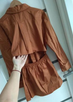 Zara оригинал! поплиновая платье-рубашка хлопок платье кирпичное размер s6 фото