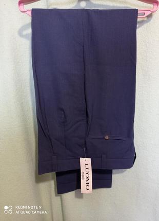 Т11. нові вовняні італійські штани luomo елегантні класичні синьо-сірі вовна5 фото