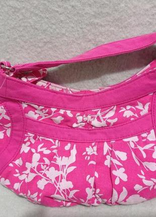 Розовая хлопковая 💯 сумочка на замочке ручка короткая
