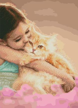 Алмазна картина розфарбування мозаїка котяча ніжність