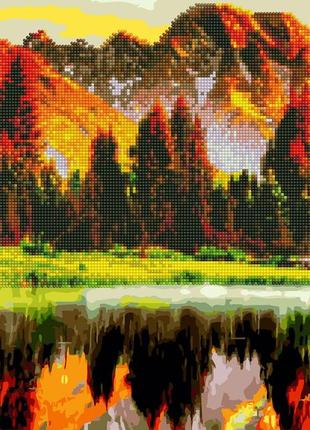Алмазная картина раскраска осенний лес