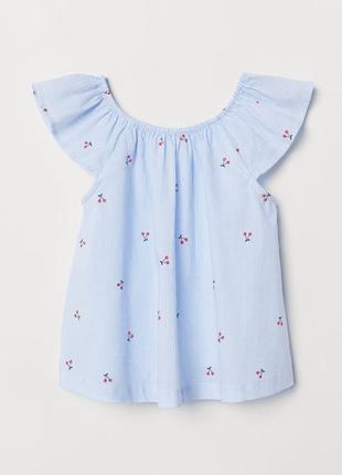 Летняя хлопковая блузка с вишенками h&m 4-5y(104-110cm)