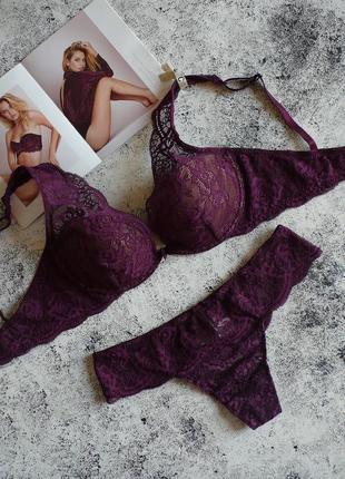 Мереживний сливовий комплект intimissimi elena 70b, 75c