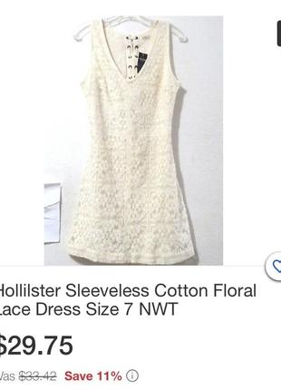 Платье hollilster sleeveless cotton floral lace